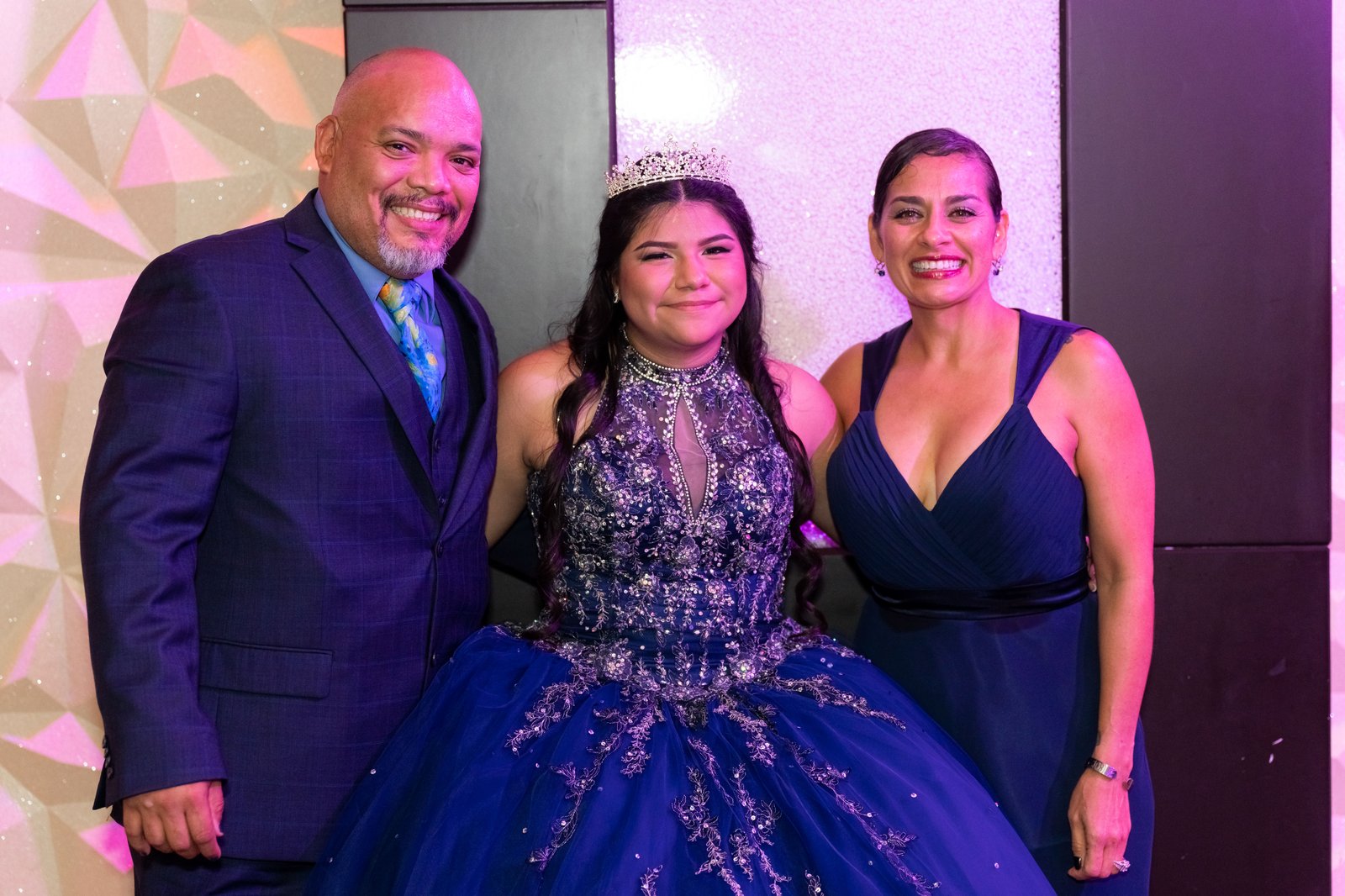 Quinceañera portrait with family at the reception